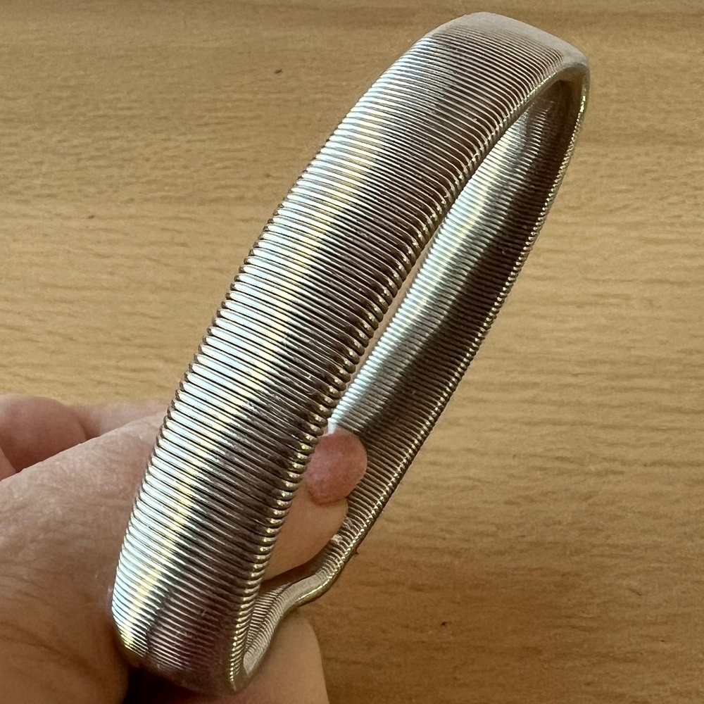 Classic Silver Coil Bangle Bracelet - Women's Jewelry